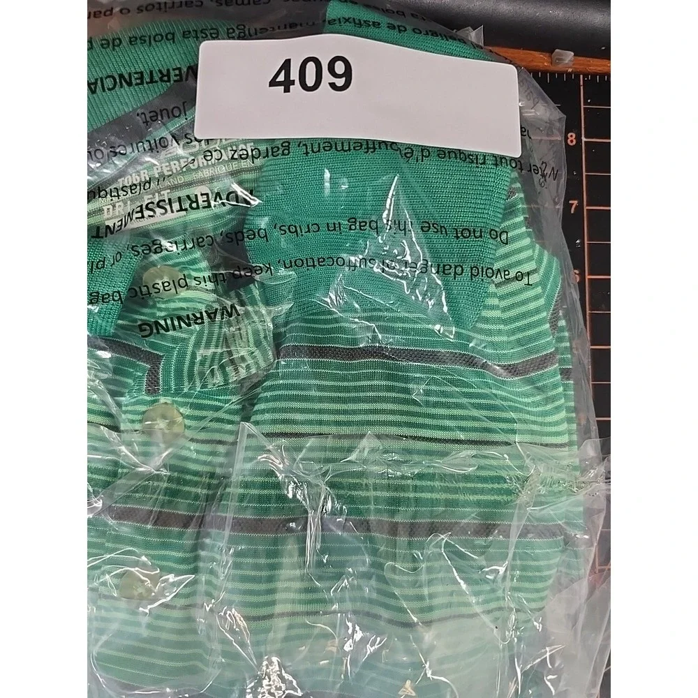 Nike Mens Polo Shirt Green Dri-Fit Golf Tour Performance Striped 585822 Size L
